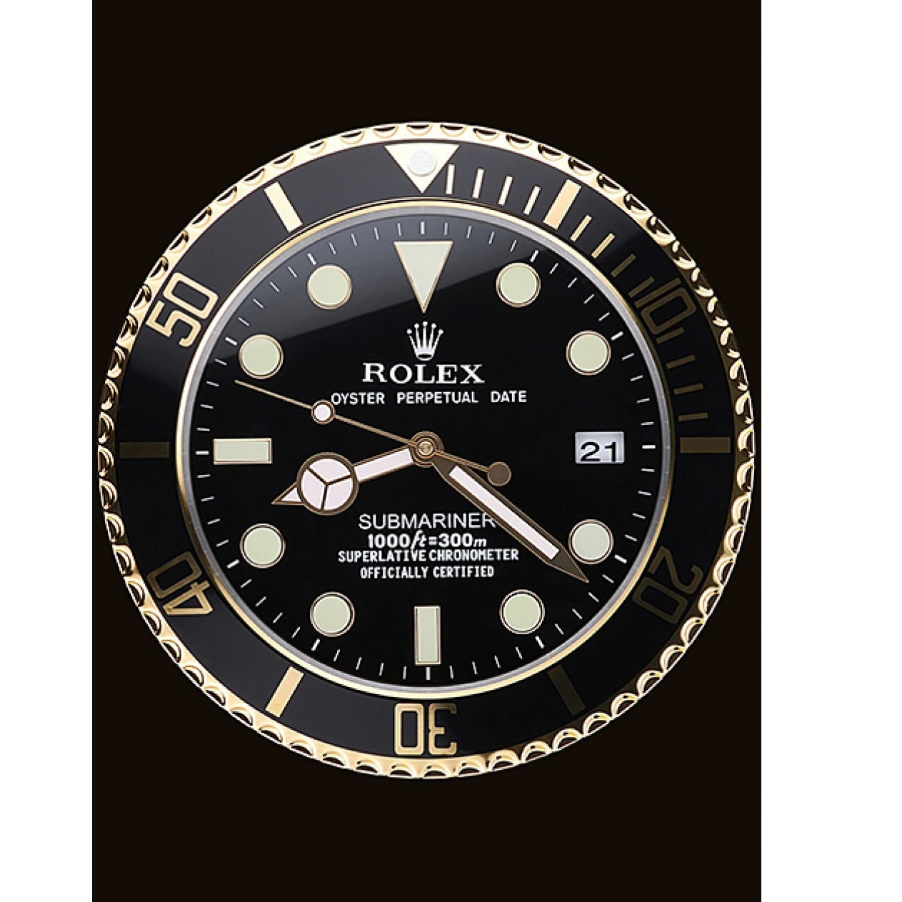 Aaa replica watch 622476 Clock Black-Gold Rolex Wall Submariner 0717